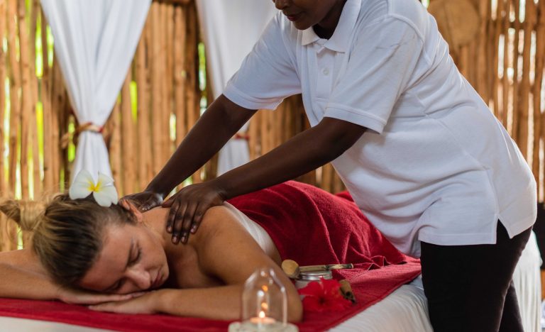 Massage treatment in the spa at Villa Kiva