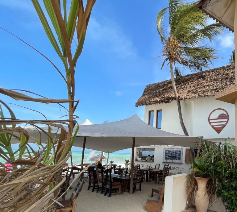 Rooftop breakfast restaurant with ocean views at Mahali Zanzibar