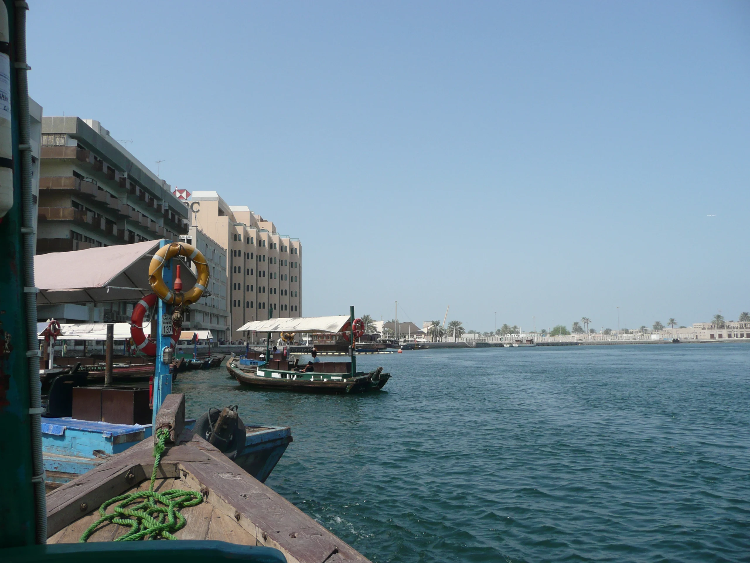 Dubai Creek seen from a traditional abra water taxi